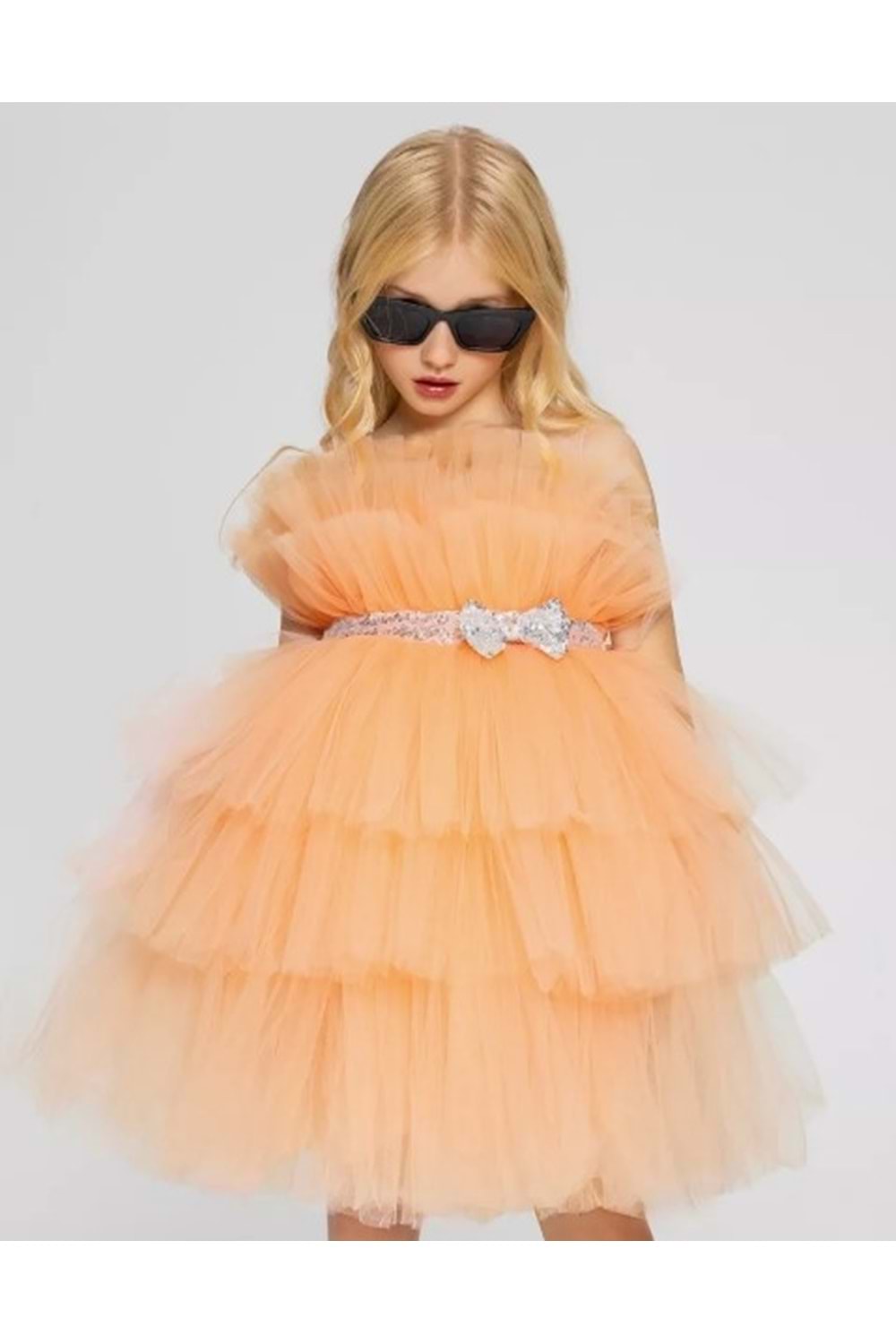 Saten Kumaş , Tütülü Nimfea Kız Çocuk Abiye Elbise MNK0597