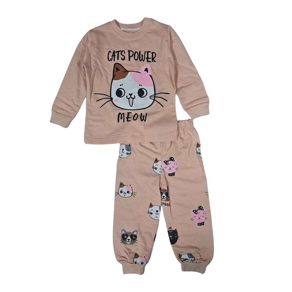 Baskılı İkiiplik Kız Pijama Takım MNK0602