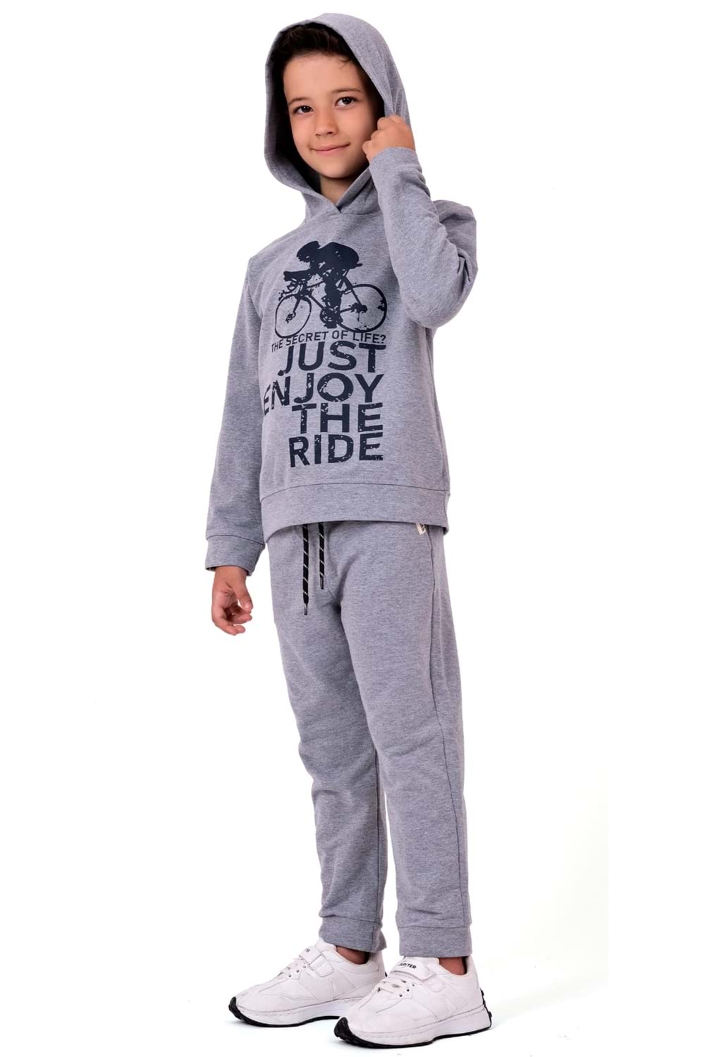 Bisiklet Baskılı Kapşonlu Çocuk Eşofman MNK0615