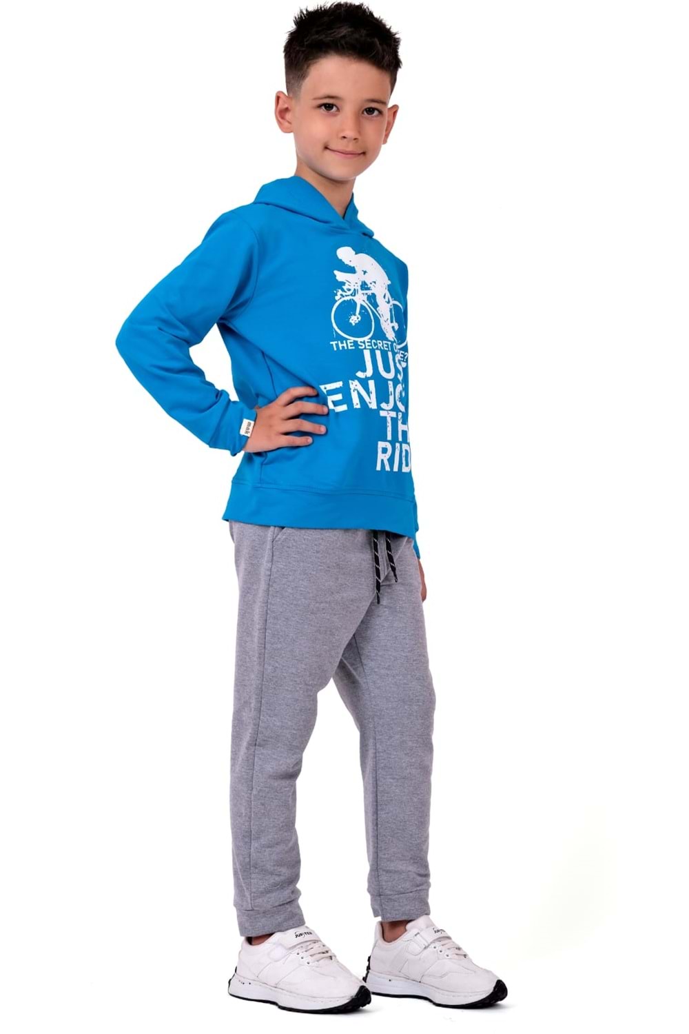 Bisiklet Baskılı Kapşonlu Çocuk Eşofman MNK0615