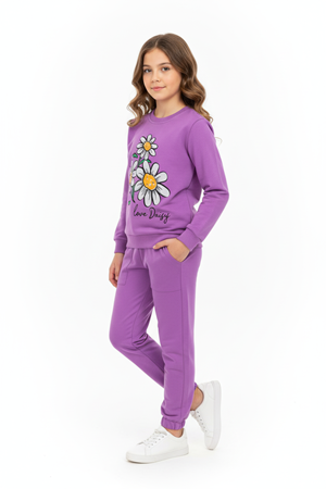 Papatya Motif Kız Çocuk Eşofman MNK0620