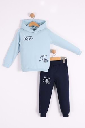 Baskılı Erkek Kapüşonlu Çocuk Eşofman MNK0627