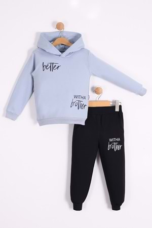 Baskılı Erkek Kapüşonlu Çocuk Eşofman MNK0627