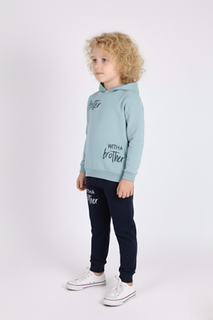 Baskılı Erkek Kapüşonlu Çocuk Eşofman MNK0627