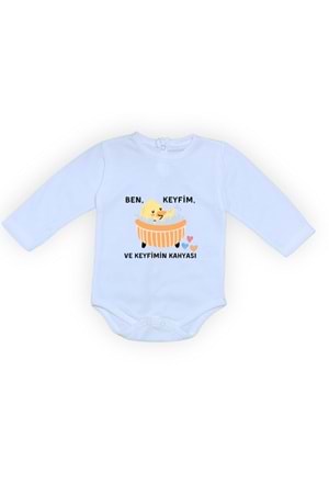 Ben Keyfim Ve Keyfimin Kahyası Baskılı Uzun Kollu Bebek Body Zıbın Çıtçıtlı Badi MNK0632