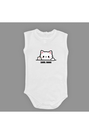 Sarıl Bana Kedi Baskılı Bebek Body Zıbın Çıtçıtlı Badi