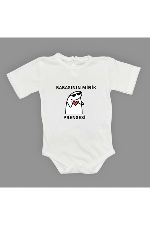 Babasının Minik Prensesi Baskılı Bebek Body Zıbın Çıtçıtlı Badi