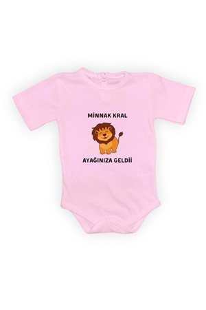 Minnak Kral Ayağınıza Geldii Baskılı Bebek Body Zıbın Çıtçıtlı Badi