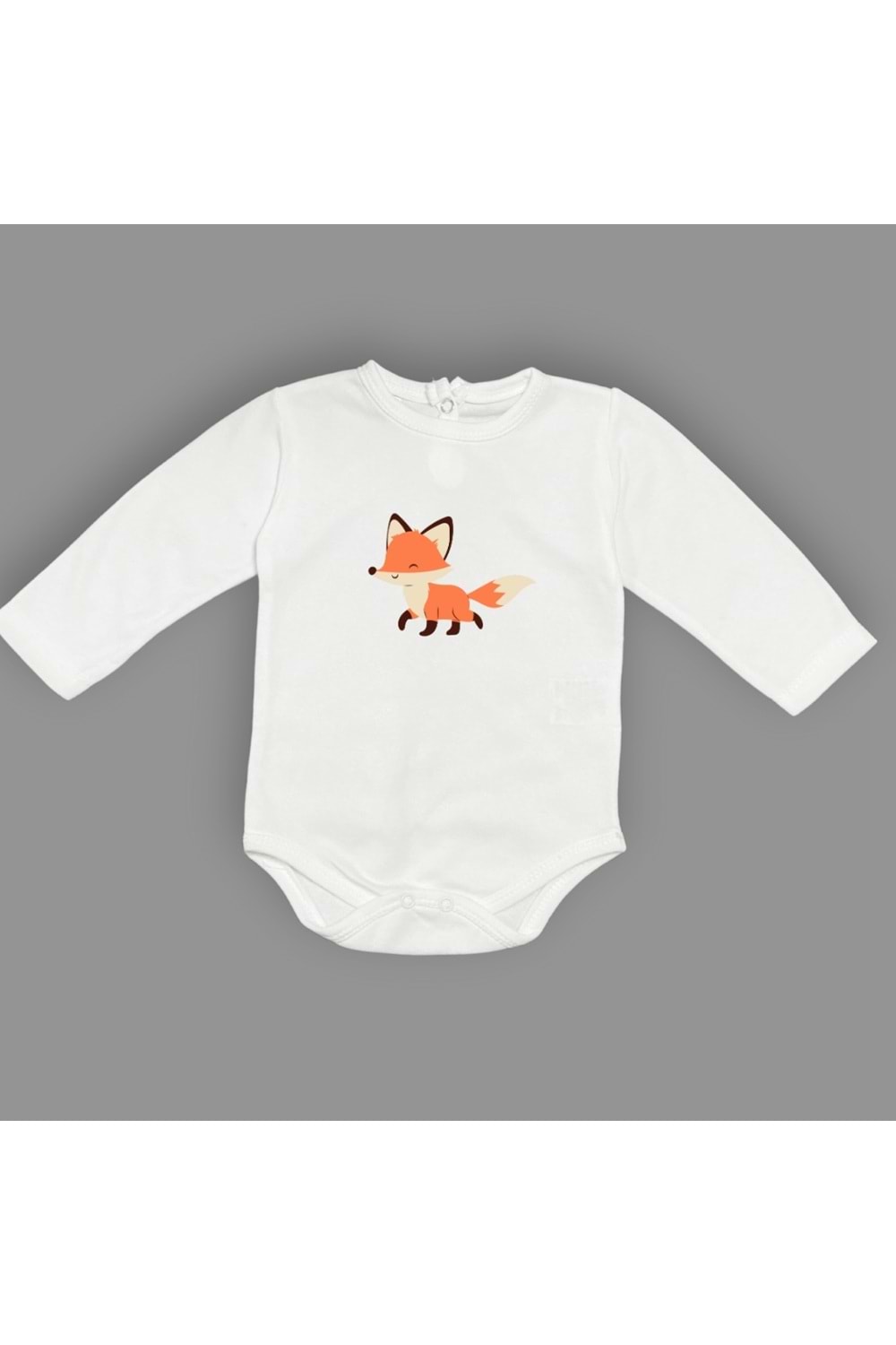 Tilki Baskılı Bebek Body Zıbın Çıtçıtlı Badi