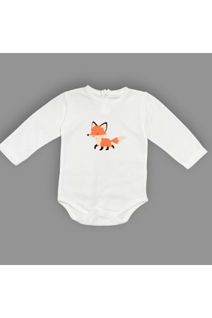 Tilki Baskılı Bebek Body Zıbın Çıtçıtlı Badi