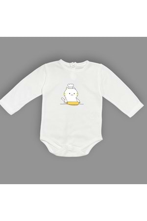 Baskılı Şef Kedi Bebek Çıtçıtlı Body