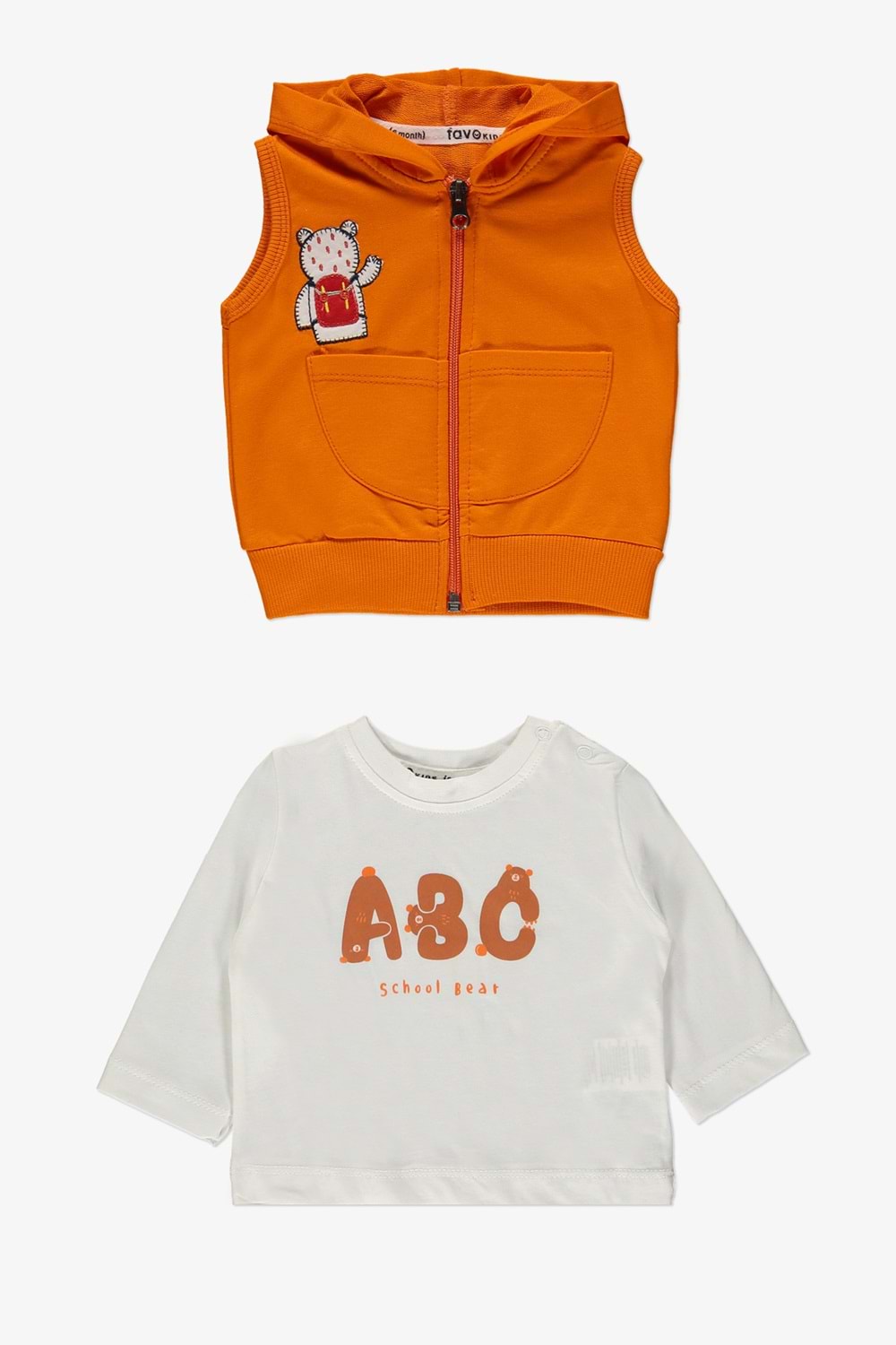 School Bear Cepli Erkek Bebek 2İplik Yelekli Takım MNK14140