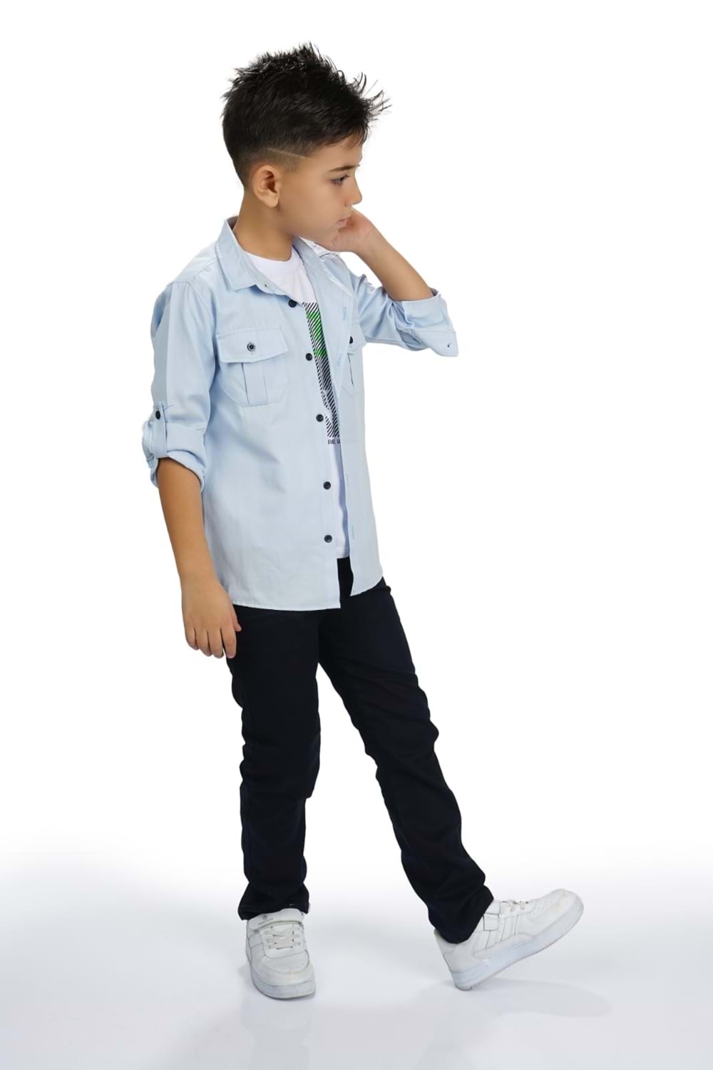 Gömlek , Pantolon , T-Shirt 3Parça Erkek Çocuk Takım MNK1754