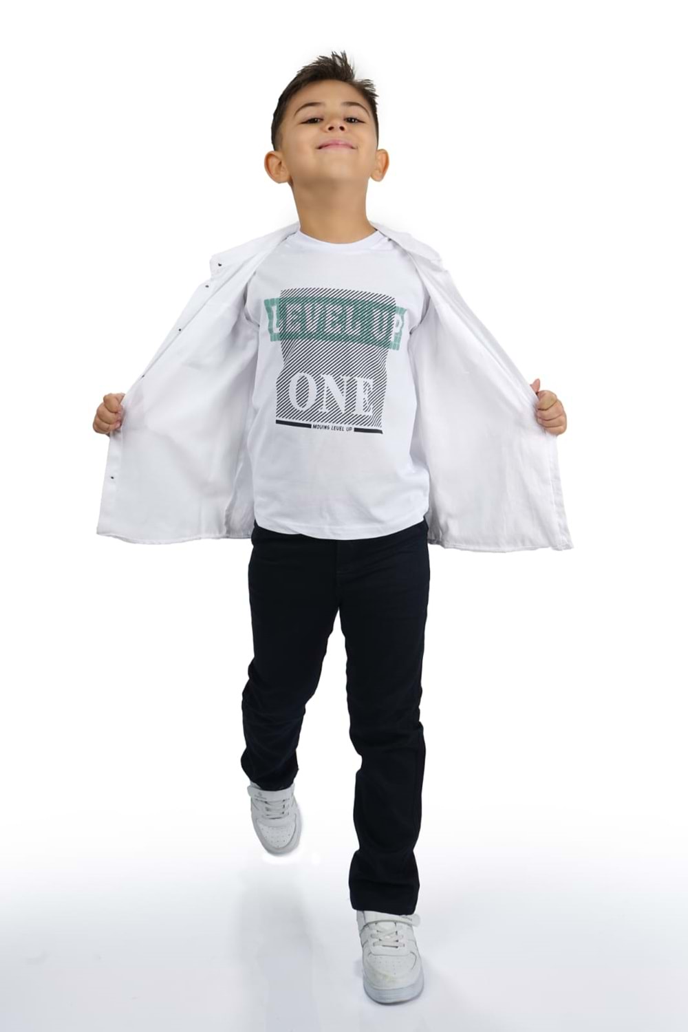 Gömlek , Pantolon , T-Shirt 3Parça Erkek Çocuk Takım MNK1754