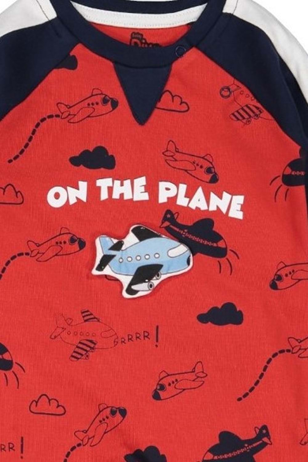 Kabartma Uçak Motifli Penye Erkek Bebek Tulum