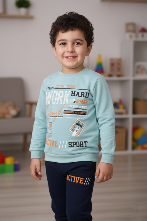 Work Baskılı Erkek Çocuk Eşofman MNK3112
