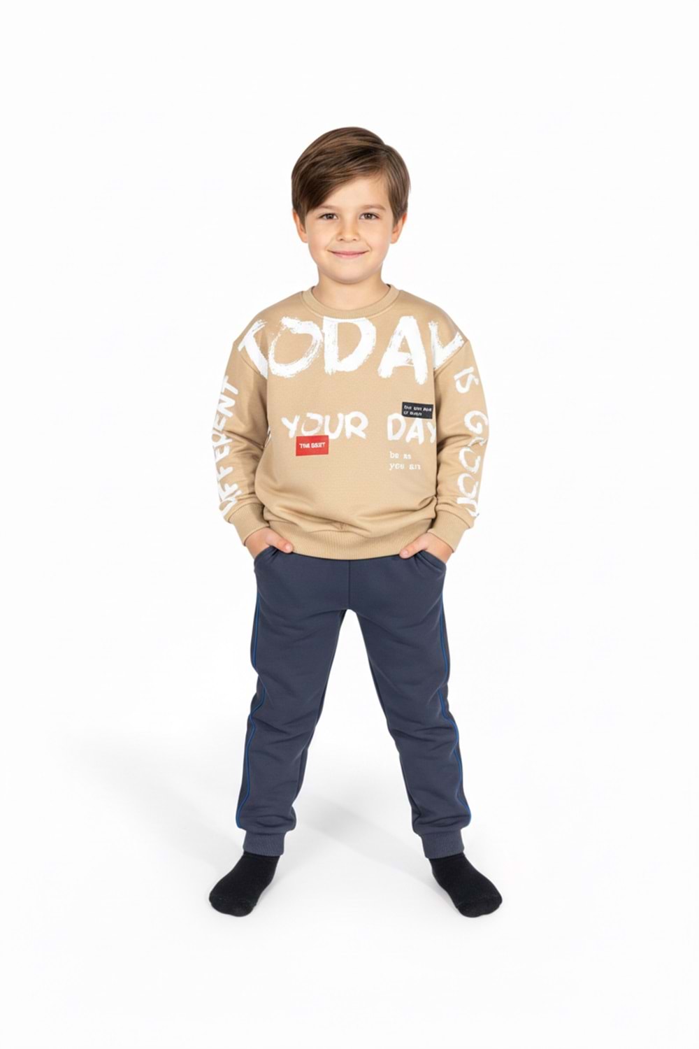 3iplik İçi Polarlı Çocuk Eşofman MNK415169