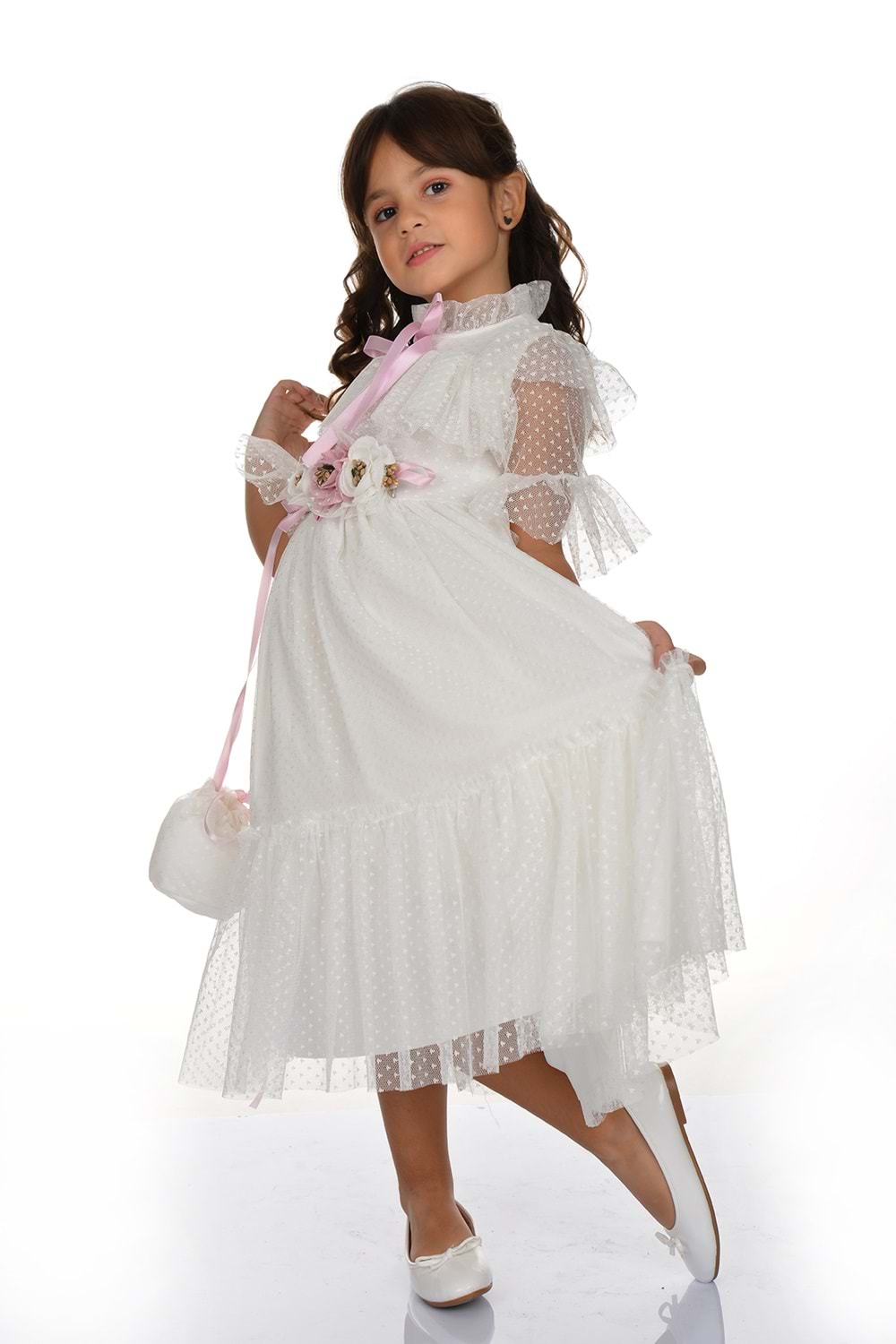 Dantel Vintage Çantalı Elbise MNKA248