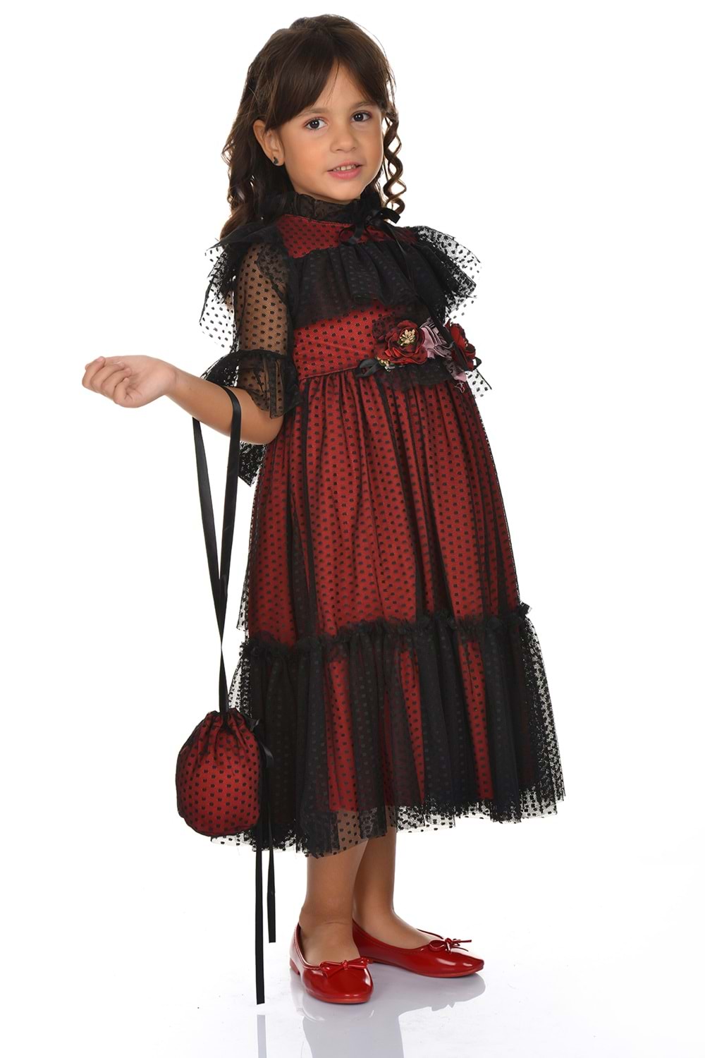 Dantel Vintage Çantalı Elbise MNKA248