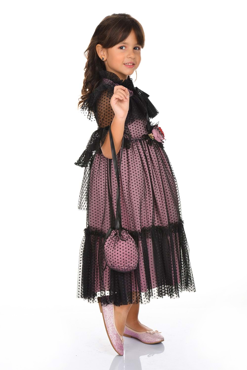 Dantel Vintage Çantalı Elbise MNKA248