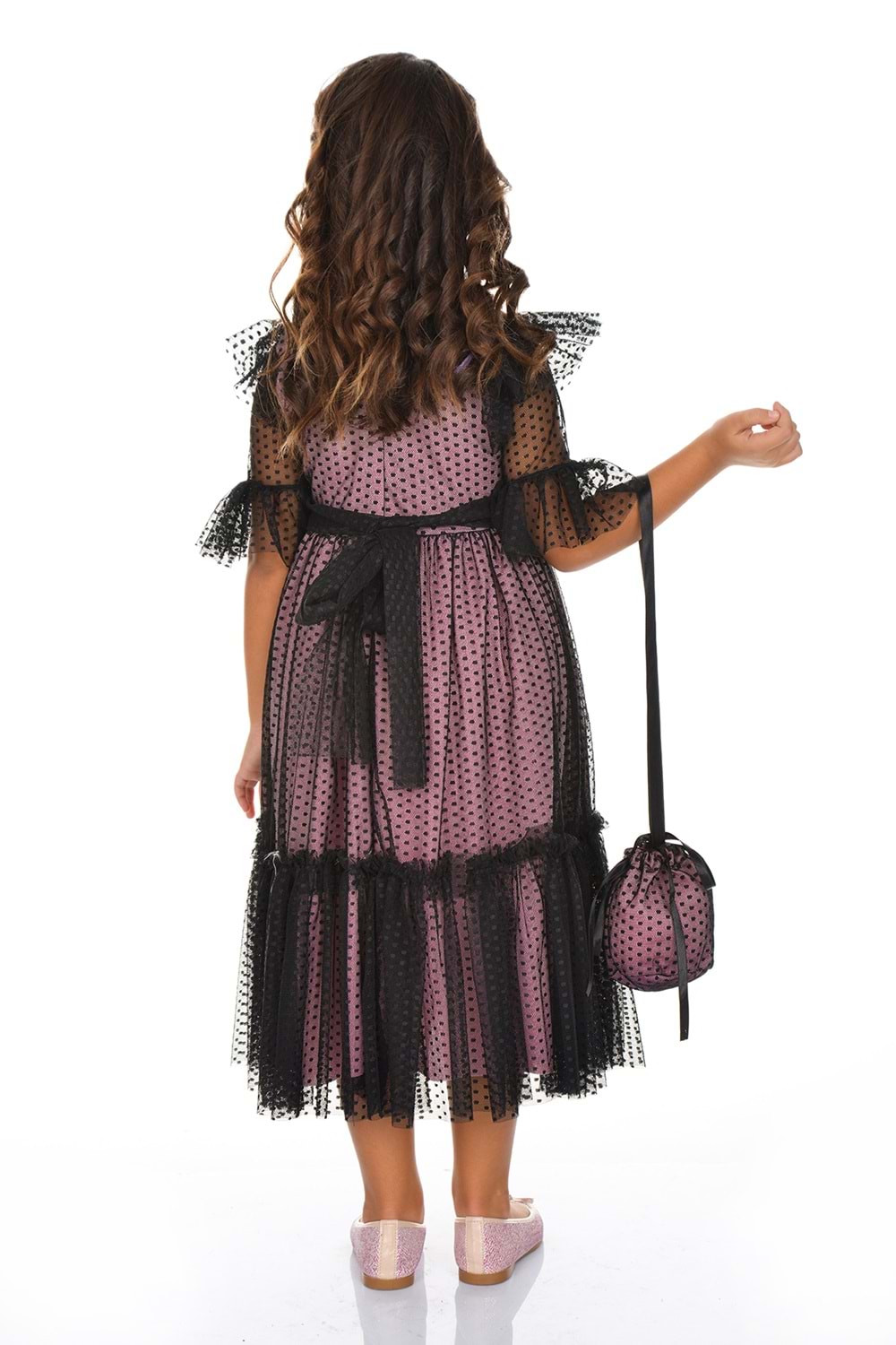 Dantel Vintage Çantalı Elbise MNKA248