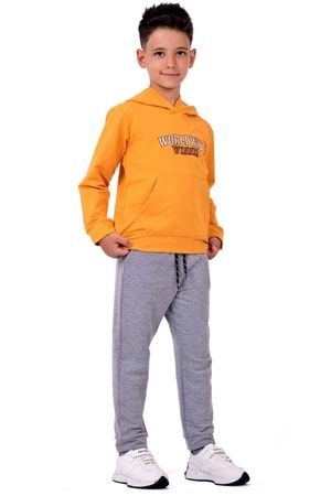 Erkek Çocuk Worldwide Winner Nakışlı Kanguru Cepli Kapüşonlu Eşofman Takımı