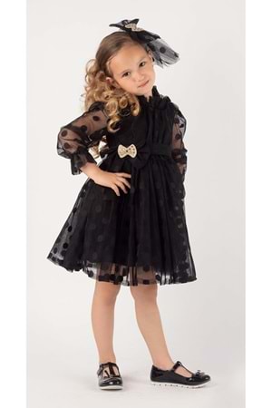 İri Puanlı Dantel Kız Çocuk Elbise