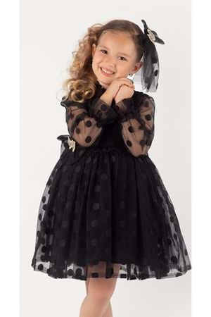 İri Puanlı Dantel Kız Çocuk Elbise