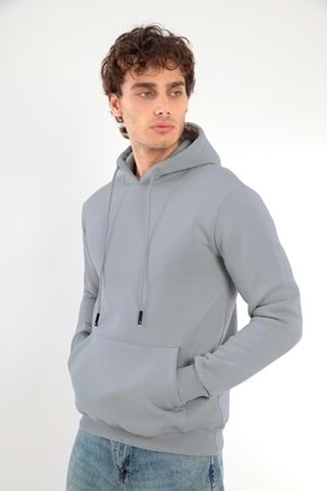 Erkek Sweatshirt Pamuklu Standart Fit Normal Kesim İçi Polarlı 3 İplik Kapüşonlu