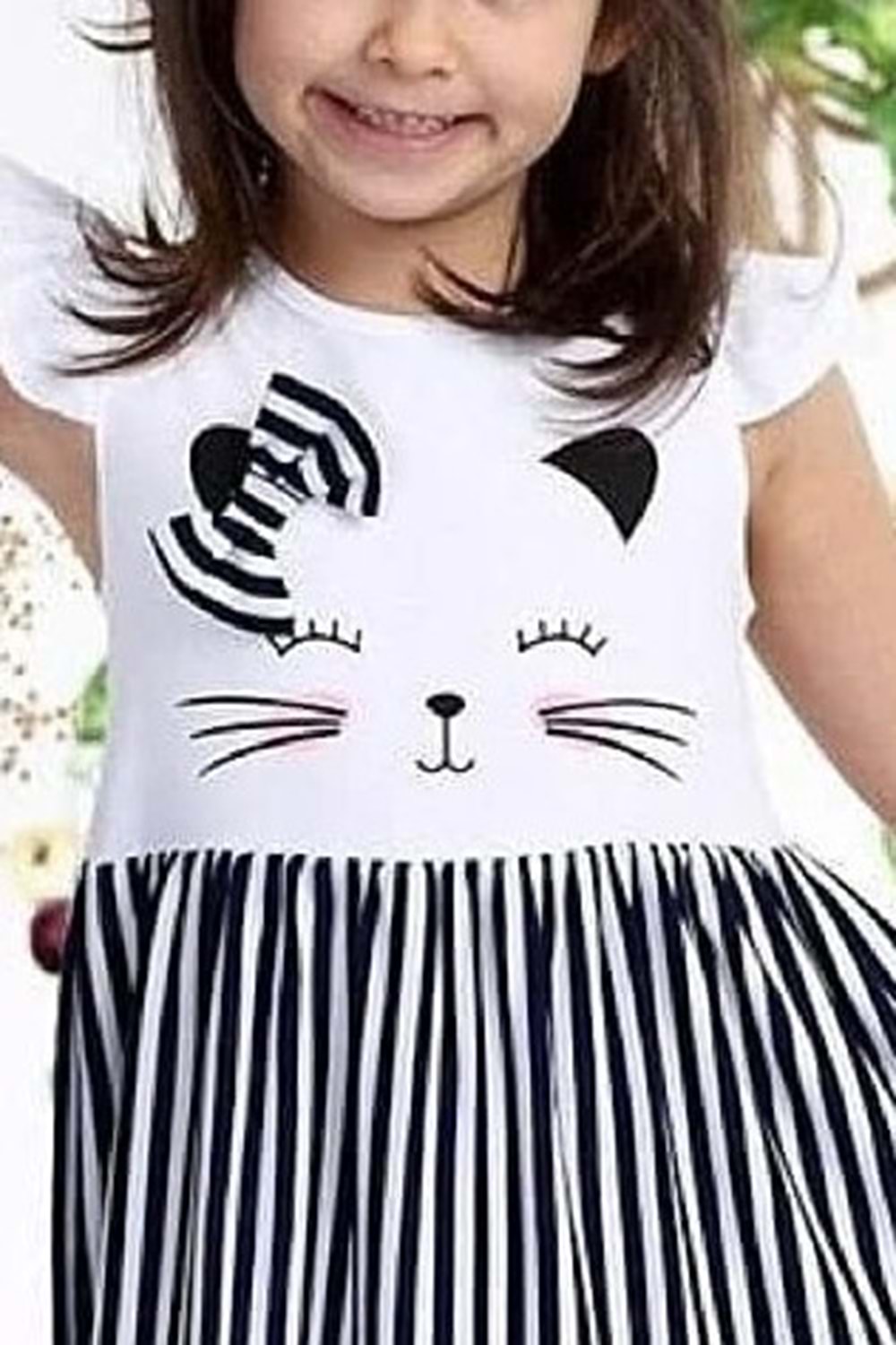 Sweet Cat Çizgili Penye Elbise
