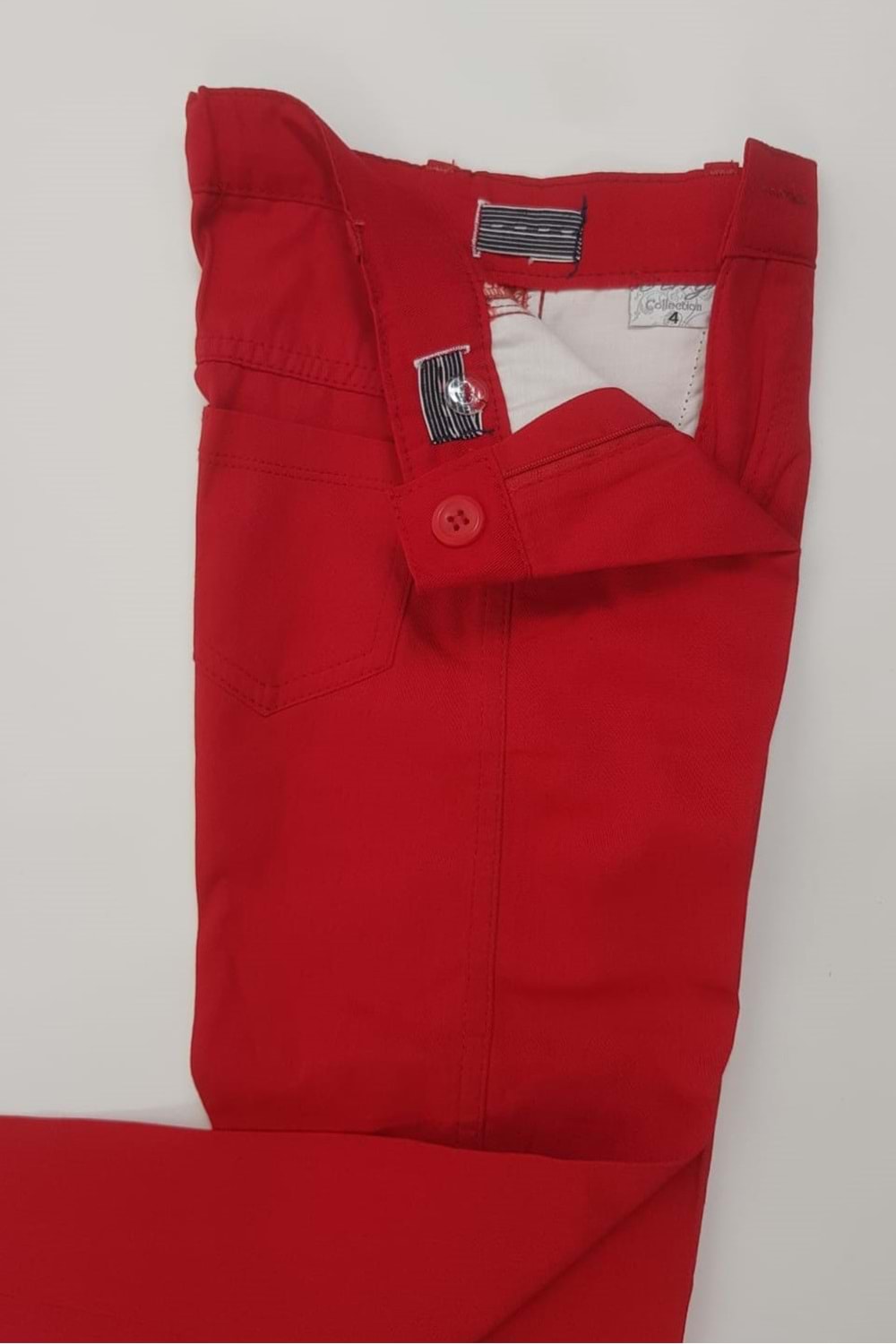Mnk Kırmızı Gabardin Fermuarlı Cepli Çocuk Pantolon 10 Yaş