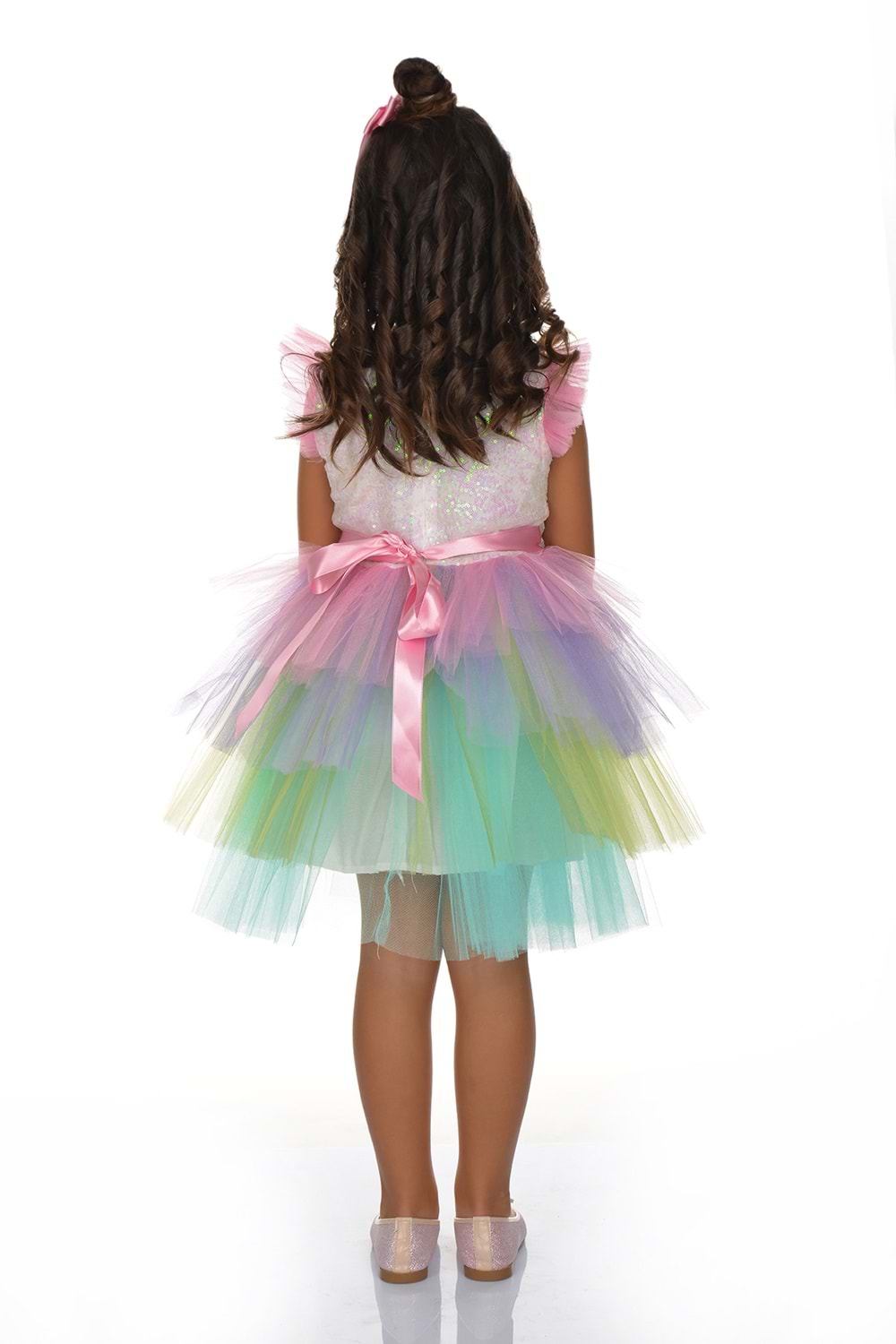 Kız Çocuk Boynuzlu At Pullu Tütü Elbise